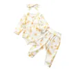 Baby Boy Girl Clothes Tie Dye Abbigliamento Set Manica lunga Pagliaccetto Pantaloni Fiocco Fascia 3 pezzi Moda Neonati Indossare Abiti autunno inverno