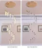 Led Crystal Chandeliers Spiral Modern Living Room Lamps Stairway Lighting Long Crystals Chandelier Home Decor Lights Lustre Salon