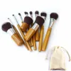 Bamboo Handle Makeup Brushes Set Cosméticos profissionais escova kits Fundação Eyeshadow Brushes Kit Maquiagem Ferramentas 11pcs / RRA744 set