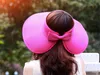 Zomer Hot Vrouwen Grote Diskette Visor Hat Opvouwbare Stro Boho Brede Bravel Hat Beach Bowknot Lady Sunscreen Caps Roll Up DC235