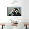 Galeria de arte emoldurada em tela de arte animal música gorila pinturas a óleo macaco pensando com fones de ouvido impressão HD em tela arte de parede4481908