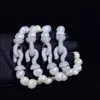 Fermoir fait main en micro incrustation de zircon naturel 10-11mm bracelet de perles d'eau douce baroques blanches long 20cm