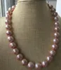 Livraison gratuite impressionnant 13-14kmm collier de perles en or rose 18 pouces 14k