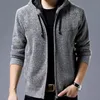 Мужские свитера зимний корейский стиль мода мужчины с длинным рукавом меховые футеровки на молнии повседневные пальто мужской потурный порошок Slim Fit Top Wearwear Plus размер
