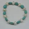 100% natural Freshwater Pearl Turquoise Bracelet 8-9mm pearl Beaded Bracelet Elastic force woman girls Bracelet 10pcs