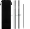 6pcs/set Stainless Steel Straws Reusable Drinking Straws High Quality Straw Bent Metal Silver Drinking Straw with Brush I536