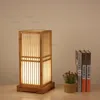 Japan stil bambu bordslampa handgjorda trä skrivbord ljus hotell cafe bistro bar restaurang vardagsrum sängkreativ trä belysning