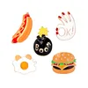 Snabbmat Brosch Set Pizza Hamburgare Hot Dogs Poached Eggs Dice Bombs Enamel Pin Hat Shirt Collar Bag Chain Brosches Holiday Gift YD0039