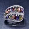 Nya ankomst Mystery Stones Rainbow Ring Female Big CZ Stone Ring Fashion 925 Silver Bröllopsförlovningsringar för kvinnor