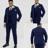 Plus Size Düğün Mens Çentikli Yaka İki Düğme Damat 3 Adet Sağdıç Biçimsel Blazer Suit (ceket + Vest + Pantolon) Wear Takımları