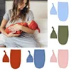 Baby Swaddle wrap Newborn Solid color Blankets kids Sleeping Bag Wrap with hat 2pcs/set 5 colors 47.5*26.7cm