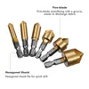 2022 New 6 Pcs Countersink Drill Bit Set 1/4'' Hex Shank HSS 5 Flute Countersink 90 Degree Wood Chamfering Cutter Chamfer 6mm-19mm Woodworking hole