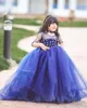 New Crystal Design Flower Girl Dresses With Long Sleeves Empire Tulle Tiered Skirts Floor-length Dresses184x