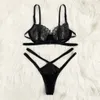 amazon vente chaude sexy lingerie sexy noir découpe femmes trois points bikini ensemble