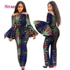 2018 아프리카 인쇄 여자 Jumpsuit 슬래시 목 긴 호른 슬리브 섹시한 Romper 와이드 레프 팬츠 African Ladies Jumpsuituit Rompers WY2634