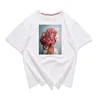 2020 95% Cotton Bloom Flower Feather Women T -shirt Summer Short Sleeve Round Neck Harajuku Printing Tee Casual Fashion Female Tops