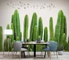 modern living room wallpapers Plant hand painted cactus TV sofa background wall painting