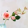 Simulatie Silk 3 Hoofd Franse romantische Happy Tea Rose Flower Decoratie Fake Flowers Wedding Scene Layout Valentijnsdag Gift