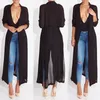 Summer Women Chiffon Cardigan Long Sleeve Sexy See-through Ladies Lapel Long Jacket Blouse Shirt Beach Cover Up Femme Outerwear Y190427