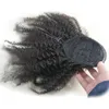 Clip de cola de caballo con cordón de pelo rizado afro rizado rizado grande natural en extensión de cabello humano 140g