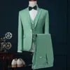Męskie garnitury Blazers 2021 Najnowsze projekty płaszcza spodni Mint zielony garnitur Slim Fit 3 -częściowy stylowy smoking