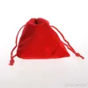 Kırmızı Kadife Kumaş Takı Torbalar İpli Çanta Şeker Hediye Çanta Kılıfı Noel Düğün tercih