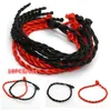 10 unids/lote pulsera de pareja hecha a mano étnica amuleto de cuerda roja de la suerte mujeres hombres rojo/negro