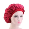 Nieuwe vrouwen brede band Satin Bonnet Soft Satin Night Sleep Hoed Zijkop Douchekap Dames Hoofd Cover Wrap Hat Bonnet de Nuit