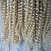 Blond Mongolian Kinky Curly Hair 100g Loose Curly Tape In Human Hair Extensions 40pcs Skin Weft Hair Extension