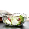 Ensaladera ondulada de vidrio transparente grueso para todo uso, borde Irregular, cristalería redonda para mezclar, servir para frutas, postres, dulces, helados, aperitivos