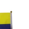 Drapeau de la Colombie 21x14 cm Polyester main agitant drapeaux Colombie Pays bannière avec mâts en plastique