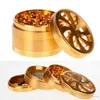 NEW Top transparent sunroof Petals Tobacco Smoking Herb Grinder 63mm Aluminium Alloy wheel Cigarette Herbal Crusher 4 Parts