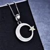 Cute Moon Star Naszyjnik Blue Fire Opal Naszyjnik 925 Sterling Silver Wedding Jewelry