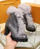 Hot Sale-New Fall Winter T Show Fur Platform Biker Stövlar Fullkornig Läder Högklackat Stövlar Kvinnor Märke Martin Boots Skor