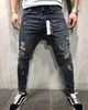 Herrjeans Herr Cool Designer Penna Skinny Ripped Destroyed Stretch Slim Fit Hopbyxor med hål för män