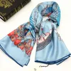 Entièrement nouveau design bleu clair de haute qualité 100 Twill Silk Material Print Match carré foulards pour femmes taille 130 cm 130cm6254262