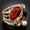 Pierwszej klasy kamień naturalny imitacja Pearl Moda Duży Oświadczenie Ring Vintage Kobiety Biżuteria R00036