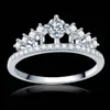 Fashion Design full Clear A+ zircon stone Princess Queen silver color Crown Ring engagement Cocktail alliance girls