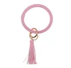 Lederen armband sleutelhanger pu pols sleutelhanger tassel hanger polsbandjes sport sleutelhanger armbanden bangle ronde ringen partij gunst GB1306