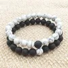 Natural Lava Rock Beads Chakra Armband 2 Färger Healing Energy Stone Meditation MALA Armband Fashion Essential Oil Diffuser Jewe8903689