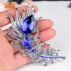 Moda-Zümrüt AB Kristal Rhinestone Broşlar Tavuskuşu Tüy Düğün Parti Pin Broş 3 Stilleri Seçenek Olabilir