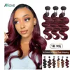 Allove Ombre Fasci di capelli dell'onda del corpo 1B 30 Fasci di capelli umani colorati # 2 # 4 Capelli castani peruviani 1B 99J Fasci bordeaux Non Remy