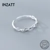 INZAReal 925 Sterling Silver Minimalist Geometric Hollow Braided Rope Adjustable Ring For Fashion Women Party Fine Jewelry