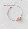 Doppio anello hollow love bracciale in argento sterling femminile piccolo oro rosa fresco semplice personalità arte semplice moda temperamento gioielli da donna