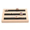 [DDISPLAY] Klassieke massief hout sieraden display drie lagen oorbel sieraden rack zwart / wit lederen oorbel studs sieraden stand