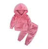 Kids Designer Odzież Chłopcy Złoty Aksamit Dres Dziewczyny Winter Sweter Spodnie Garnitury Sporty Casual Bluzy Spodnie Odzież Zestawy Kostium C6682