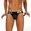 Orlvs 2019 gay jockstrap 4pcs / lot underkläder mesh sissy trosor thong män sträng cueca gay sexig jock remman män tanga or139 sh190726