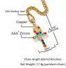 14K Gold Iced Out Ankh Pendant Necklace Micro Pave Cubic Zirconia Colorful Diamonds Cross Ankh Pendant 3mm 24inch Rope Chain