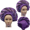 Nueva tela africana Aso Oke Auto Gele con piedras coloridas y cuentas Mujeres Headrap para fiesta y boda 010321p