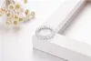 25 Gümüş Pave Yastık Kesme Tam Kare Simüle Simüle Eternity Band Nişan Düğün Taş Yüzük Boyutu 5 6 7 8 9 10244L